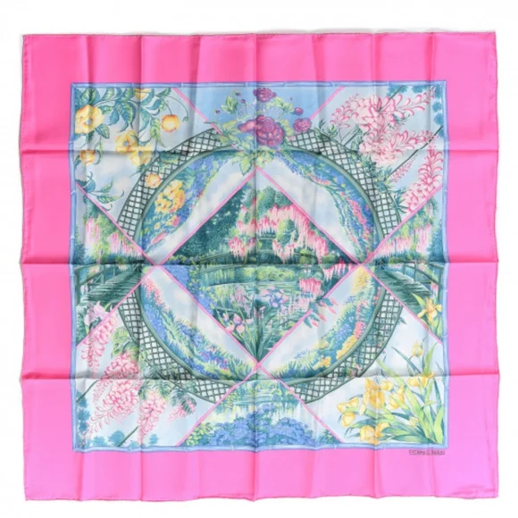 Original Rare 1989 Hermès Paris Silk Scarf “ Giverny” by Laurence Bourthoumieux - Picture 4 of 15